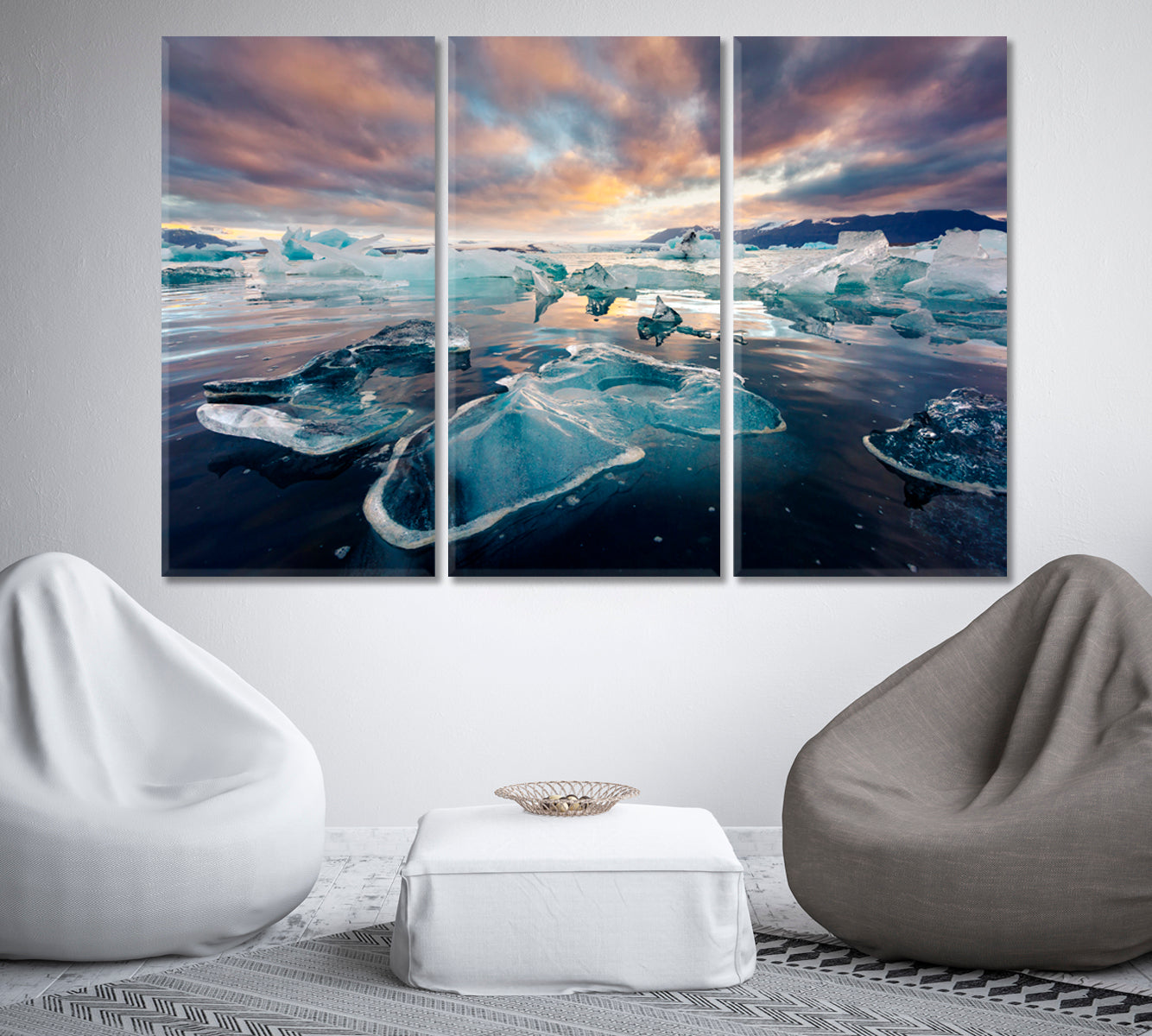 Icebergs in Jokulsarlon Glacial Lagoon Southeast Iceland Canvas Print-Canvas Print-CetArt-1 Panel-24x16 inches-CetArt