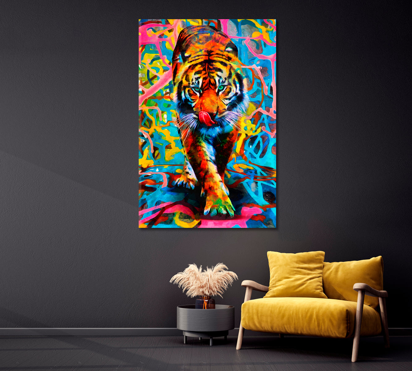 Modern Oil Painting of Tiger Canvas Print-Canvas Print-CetArt-1 panel-16x24 inches-CetArt