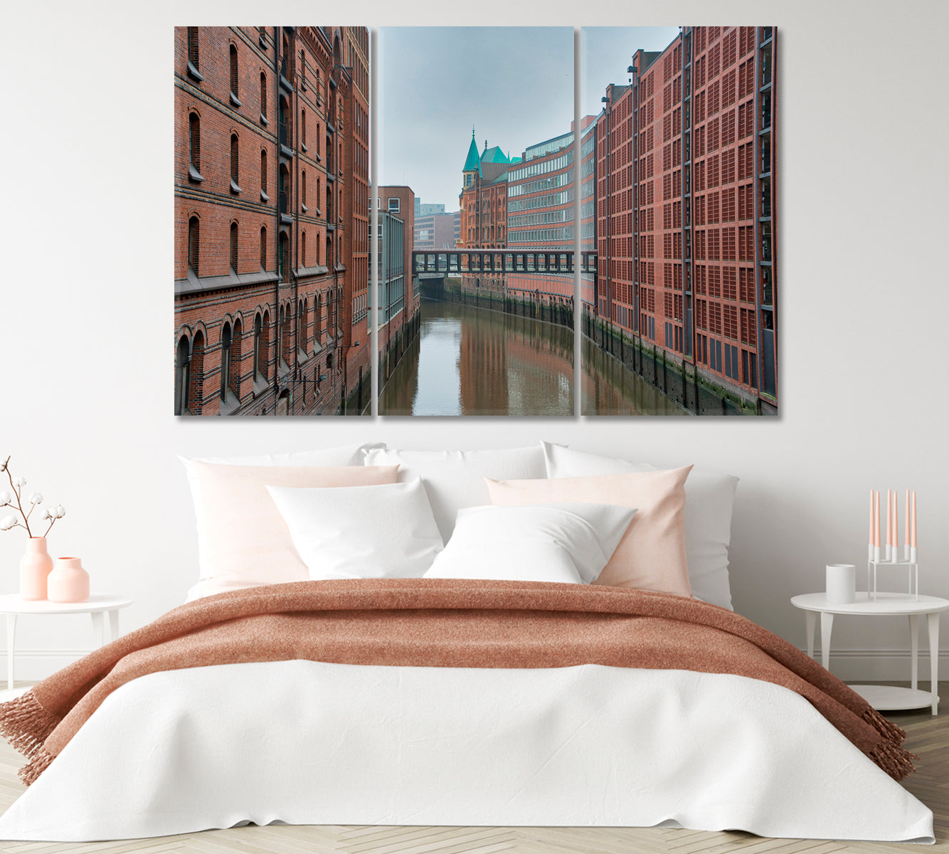 The Canals of Hamburg on the Elbe River Canvas Print-Canvas Print-CetArt-1 Panel-24x16 inches-CetArt