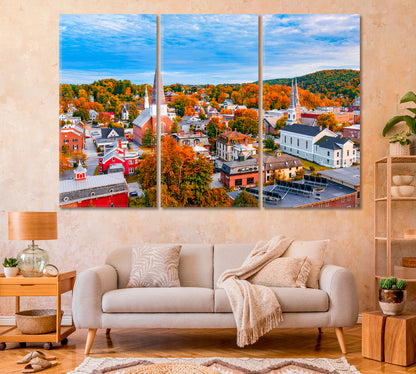 Autumn City Montpelier Vermont USA Canvas Print-Canvas Print-CetArt-1 Panel-24x16 inches-CetArt