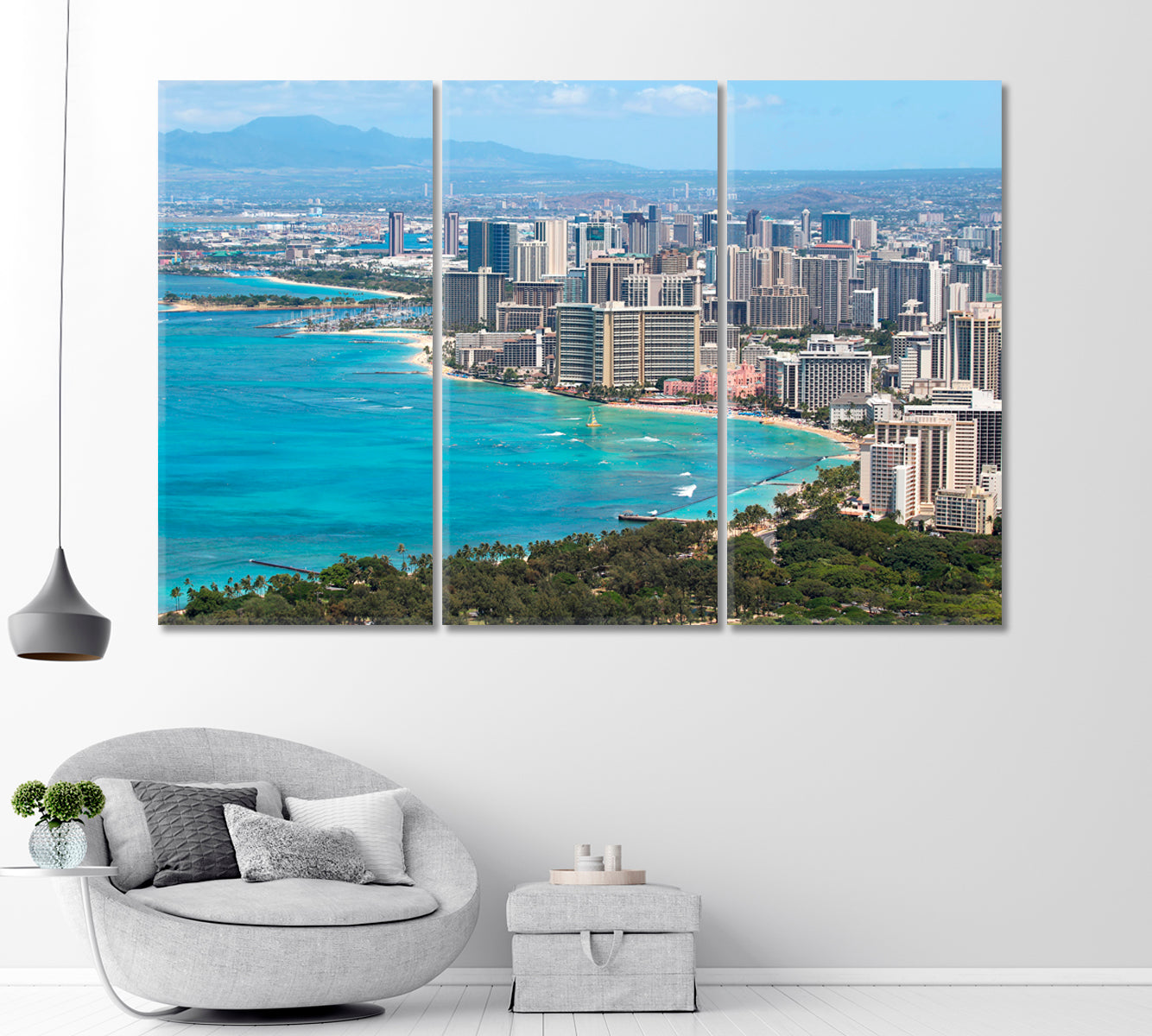 Skyscrapers at Waikiki Beach Hawaii Canvas Print-Canvas Print-CetArt-1 Panel-24x16 inches-CetArt