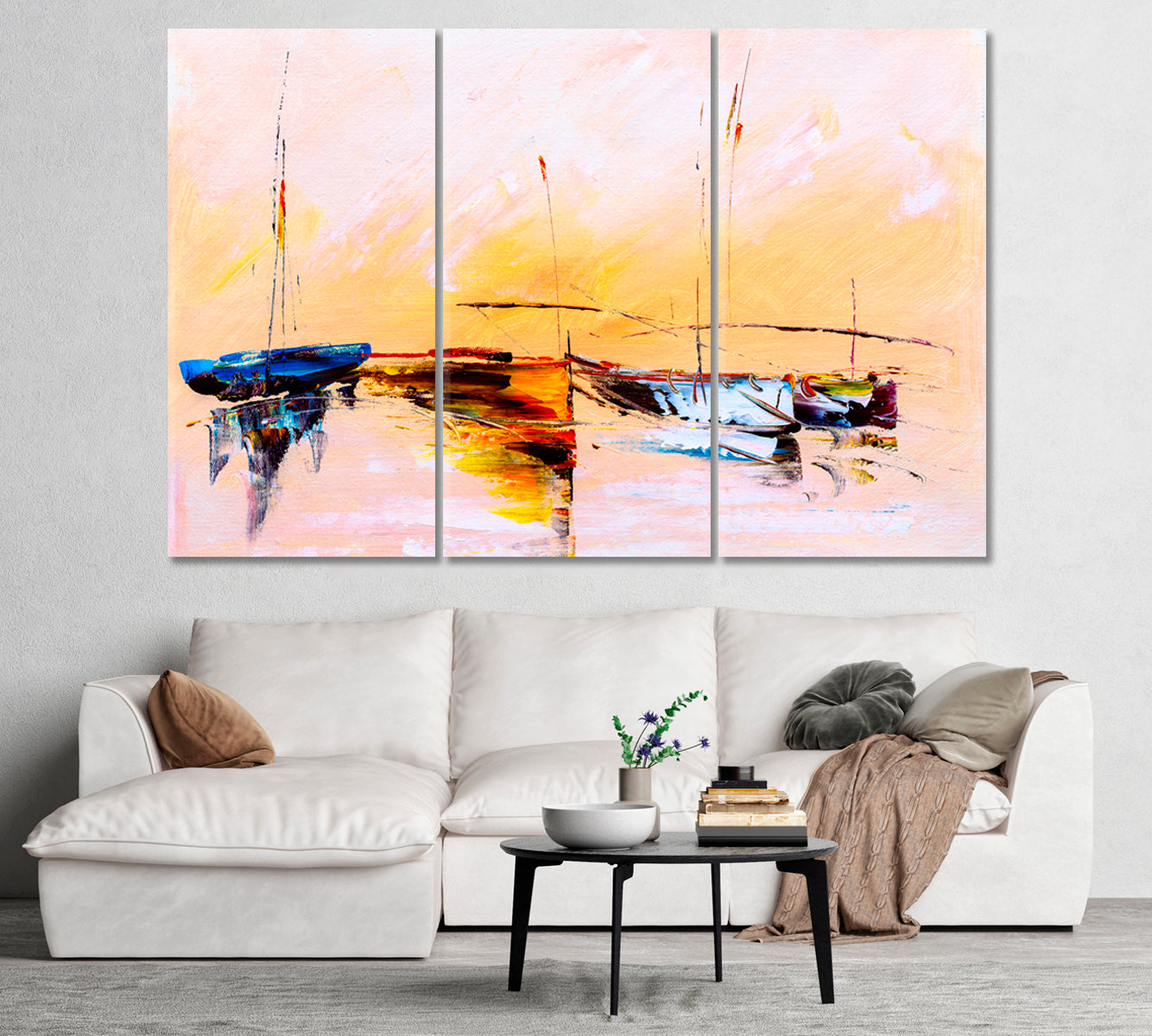 Four Watercolor Abstract Sailing Boats Canvas Print-Canvas Print-CetArt-1 Panel-24x16 inches-CetArt