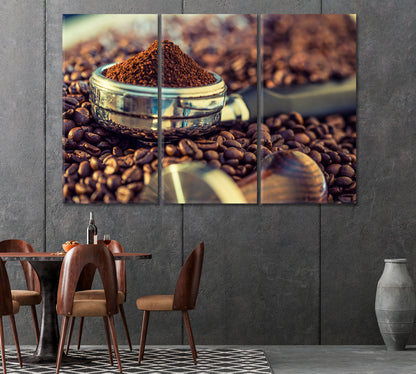 Portafilter and Coffee Beans Canvas Print-Canvas Print-CetArt-1 Panel-24x16 inches-CetArt