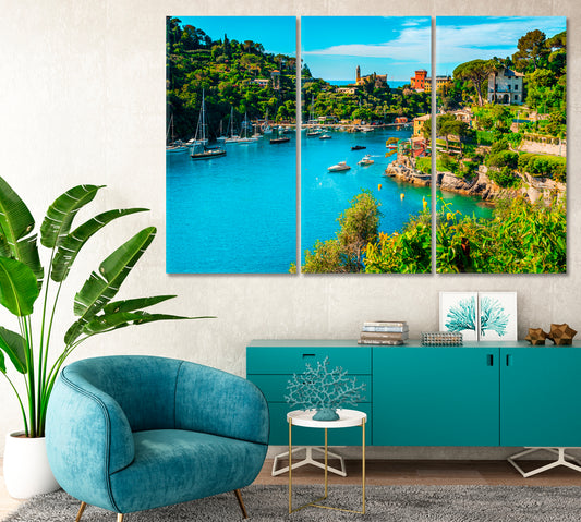 Cove in Resort Town of Portofino Italy Canvas Print-Canvas Print-CetArt-1 Panel-24x16 inches-CetArt