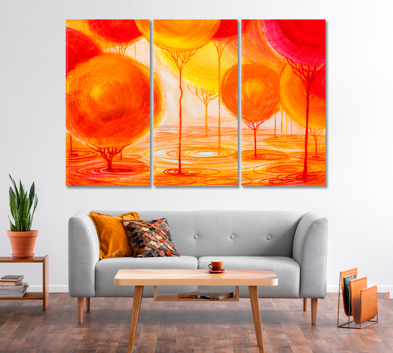 Abstract Bright Orange Trees Canvas Print-Canvas Print-CetArt-1 Panel-24x16 inches-CetArt