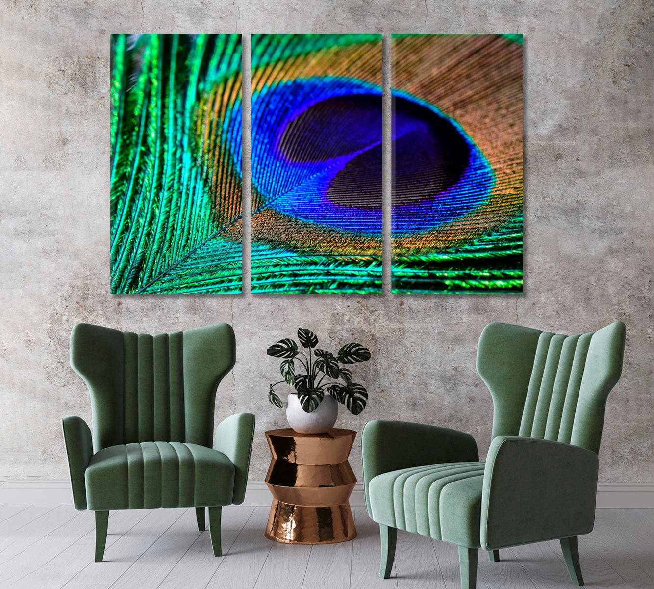 Colorful Peacock Feather Canvas Print-Canvas Print-CetArt-1 Panel-24x16 inches-CetArt