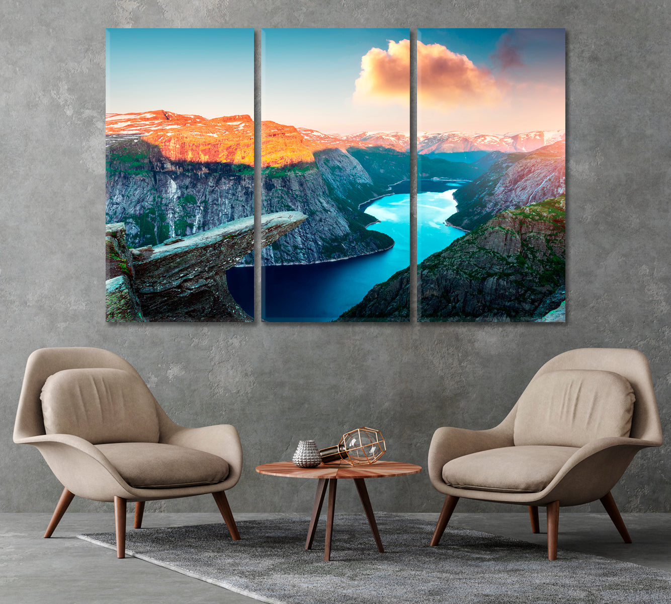 Picturesque Landscape With Trolltunga Rock Norway Canvas Print-Canvas Print-CetArt-1 Panel-24x16 inches-CetArt