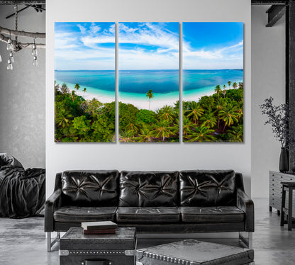Tropical Beach with Palm Trees Indonesia Canvas Print-Canvas Print-CetArt-1 Panel-24x16 inches-CetArt
