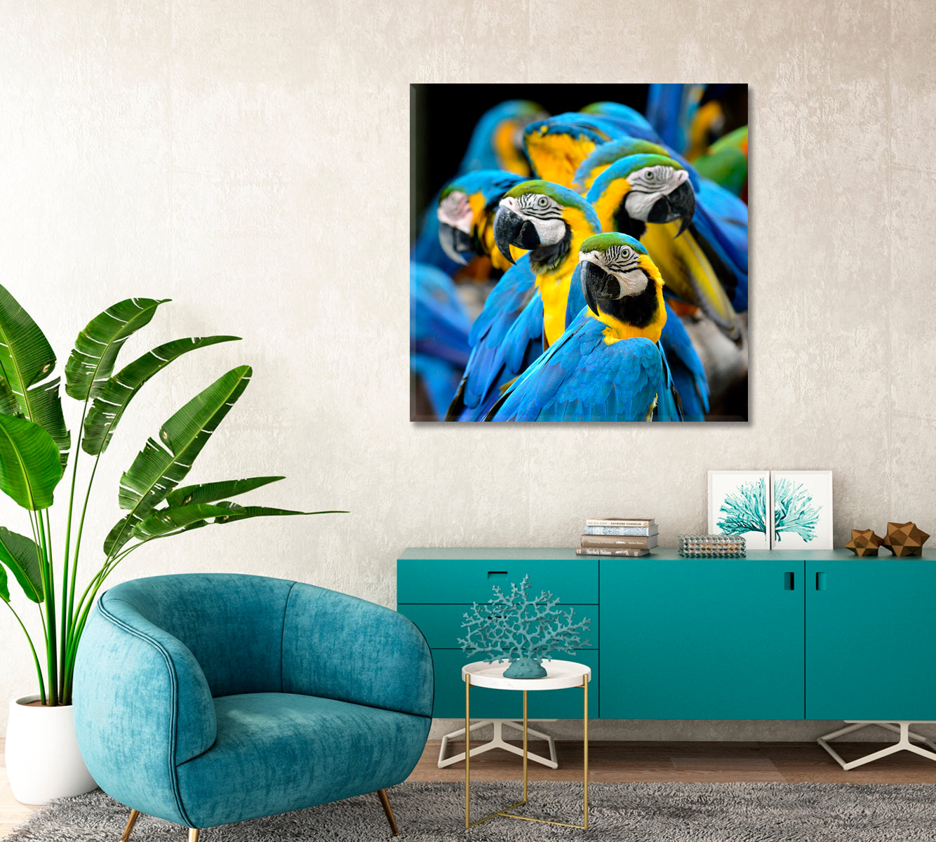 Blue and Gold Macaw Parrot Canvas Print-Canvas Print-CetArt-1 panel-12x12 inches-CetArt