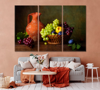 Still Life with Grapes and Plums Canvas Print-Canvas Print-CetArt-1 Panel-24x16 inches-CetArt