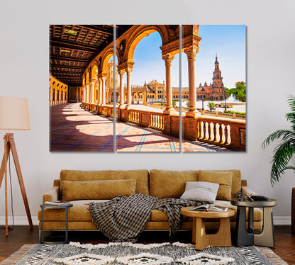 Columns and Arches at Spain Square Canvas Print-CetArt-1 Panel-24x16 inches-CetArt