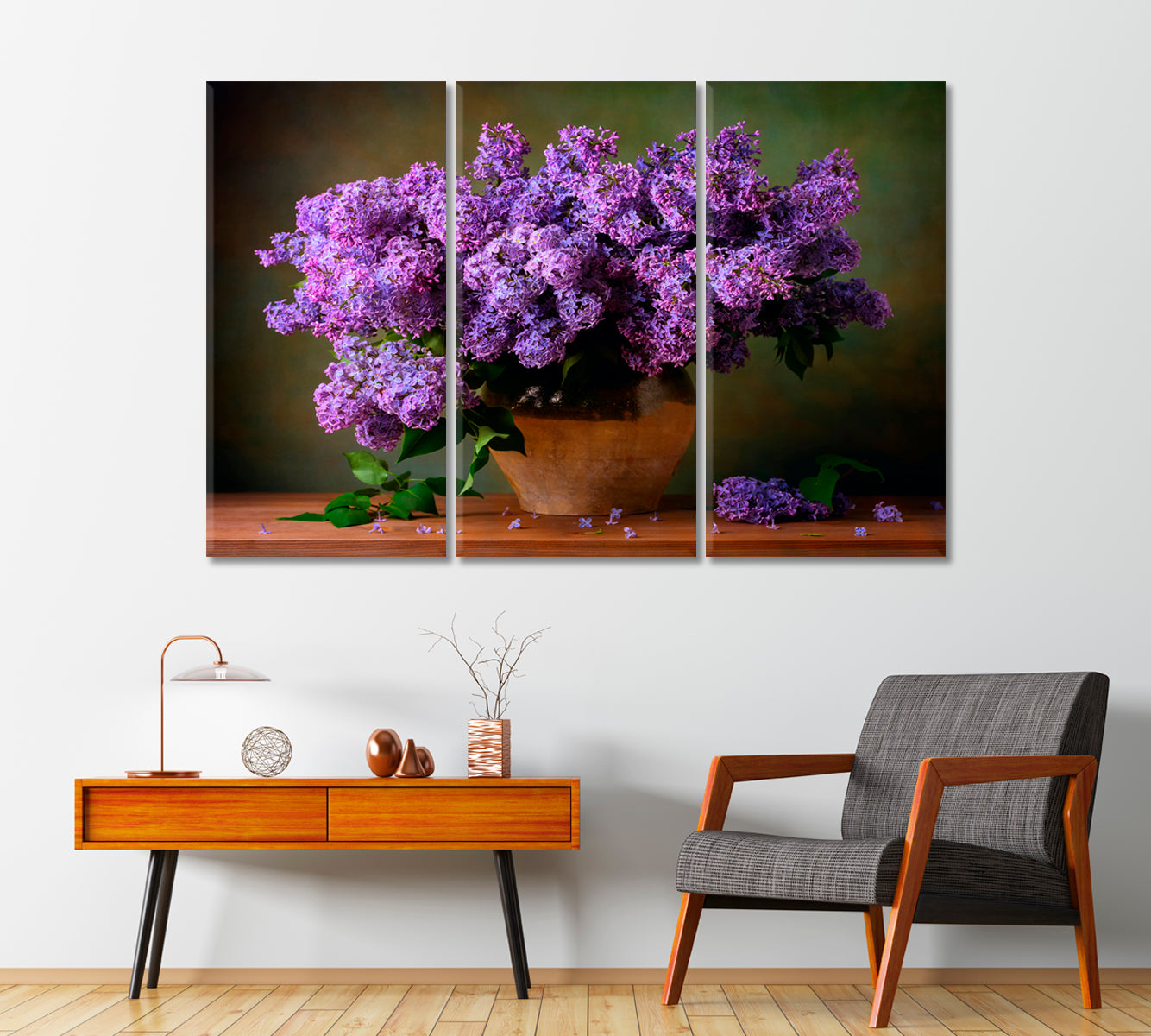 Still Life Violett Lilacs Flowers Canvas Print-Canvas Print-CetArt-1 Panel-24x16 inches-CetArt