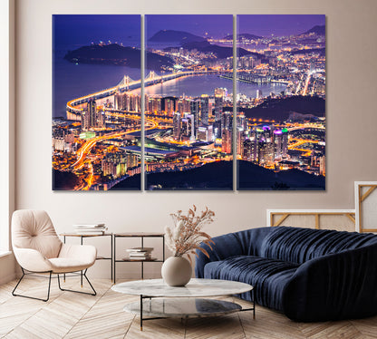 Busan City Lights South Korea Canvas Print-Canvas Print-CetArt-1 Panel-24x16 inches-CetArt