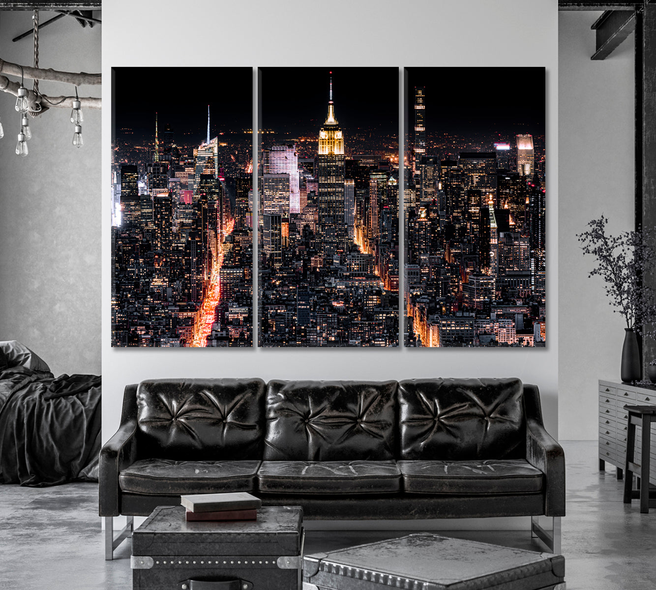 Night New York with Illuminated Avenues Canvas Print-Canvas Print-CetArt-1 Panel-24x16 inches-CetArt