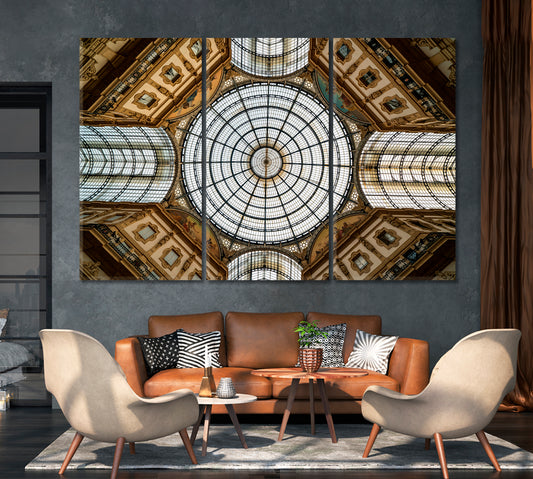 Vittorio Emanuele Gallery Ceiling in Milan Canvas Print-Canvas Print-CetArt-1 Panel-24x16 inches-CetArt