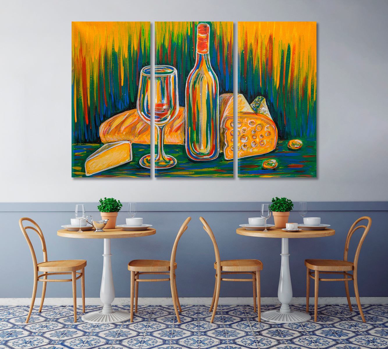 Abstract Still Life Wine and Cheese Canvas Print-Canvas Print-CetArt-1 Panel-24x16 inches-CetArt