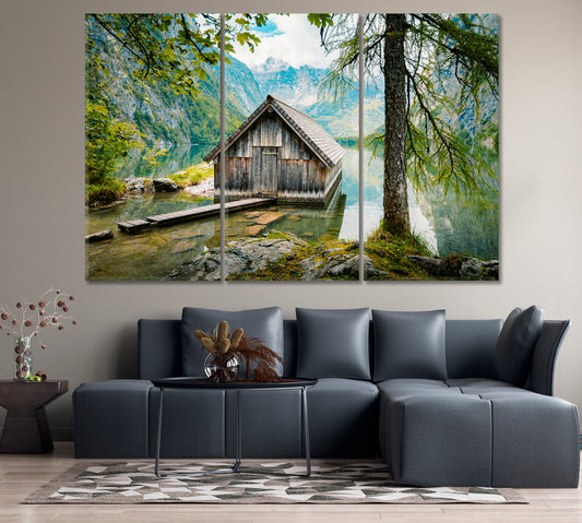 Old Wooden House on Picturesque Lake Obersee Germany Canvas Print-Canvas Print-CetArt-1 Panel-24x16 inches-CetArt