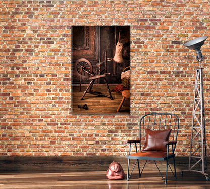 Authentic Old Spinning Wheel Canvas Print-Canvas Print-CetArt-1 panel-16x24 inches-CetArt