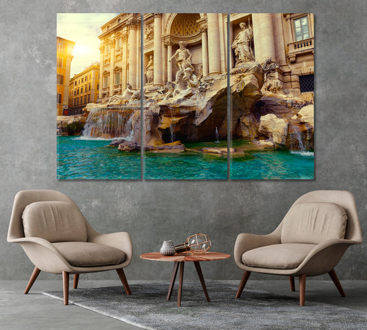 Sculptural Trevi Fountain Rome Italy Canvas Print-Canvas Print-CetArt-1 Panel-24x16 inches-CetArt