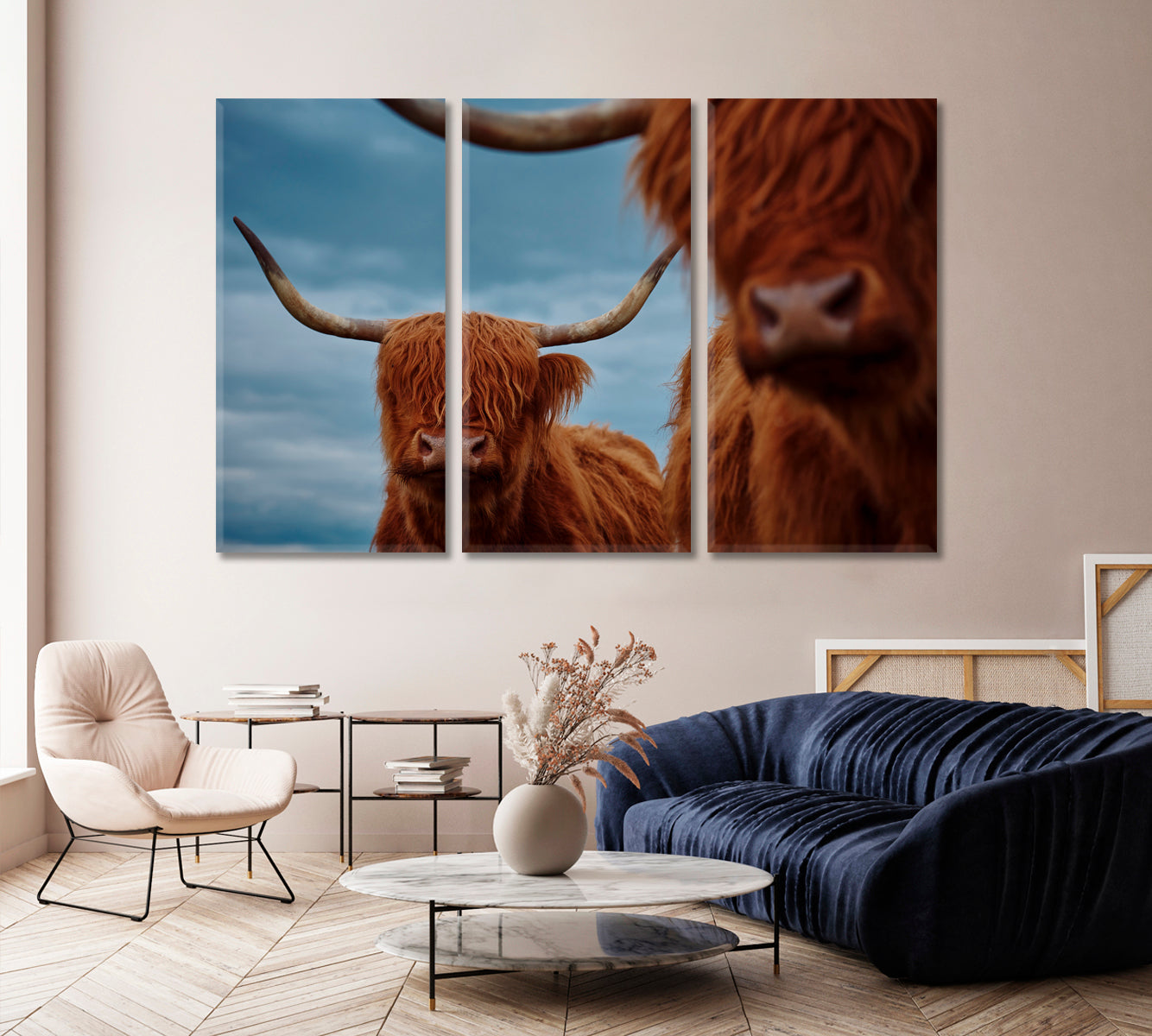 Portrait Of A Highland Cow Canvas Print-Canvas Print-CetArt-1 Panel-24x16 inches-CetArt