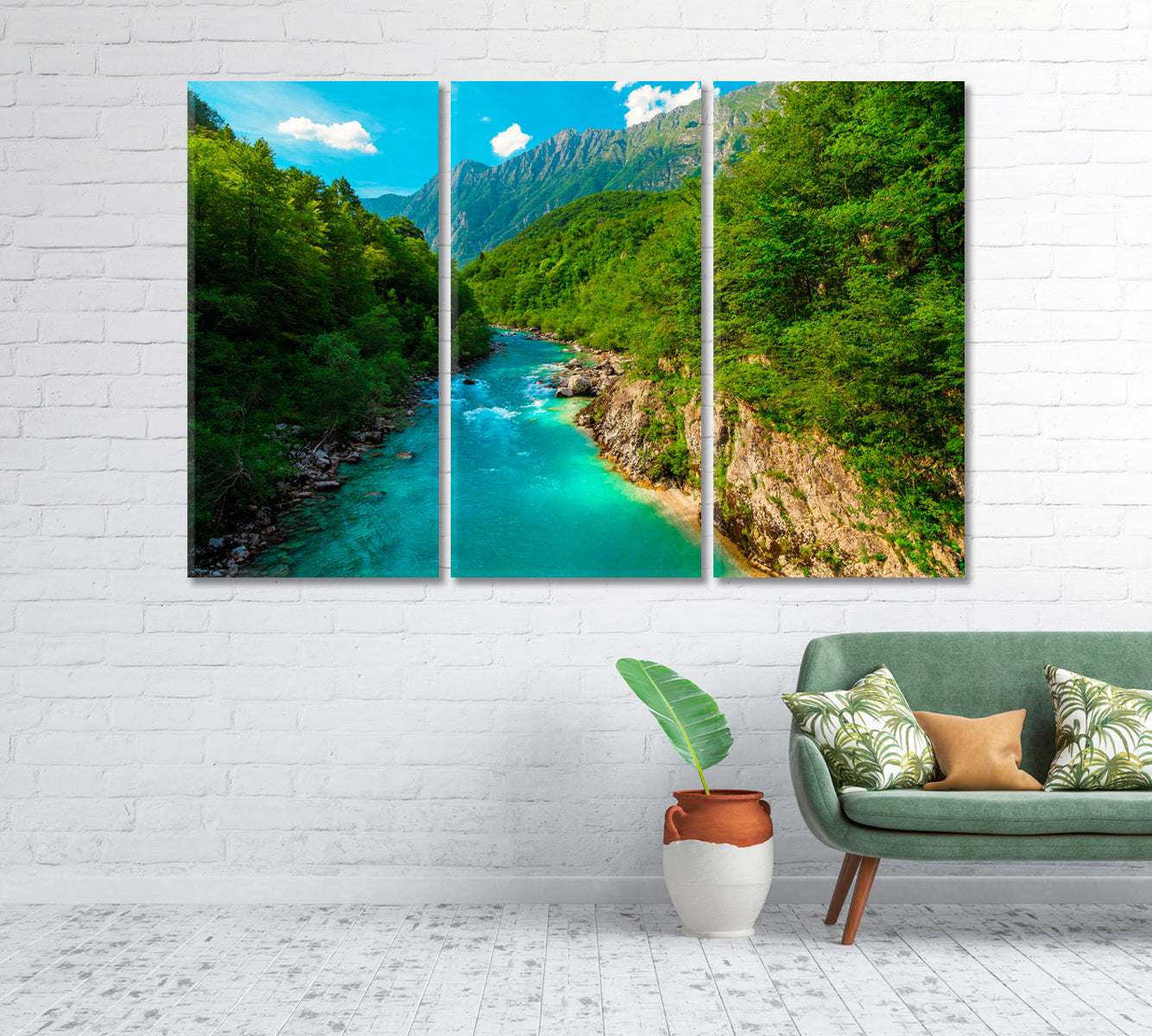 Soca River and Deep Gorge Kayaking Place Kobarid Slovenia Canvas Print-Canvas Print-CetArt-1 Panel-24x16 inches-CetArt