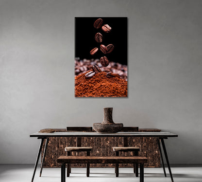 Coffee Beans Falling Canvas Print-Canvas Print-CetArt-1 panel-16x24 inches-CetArt