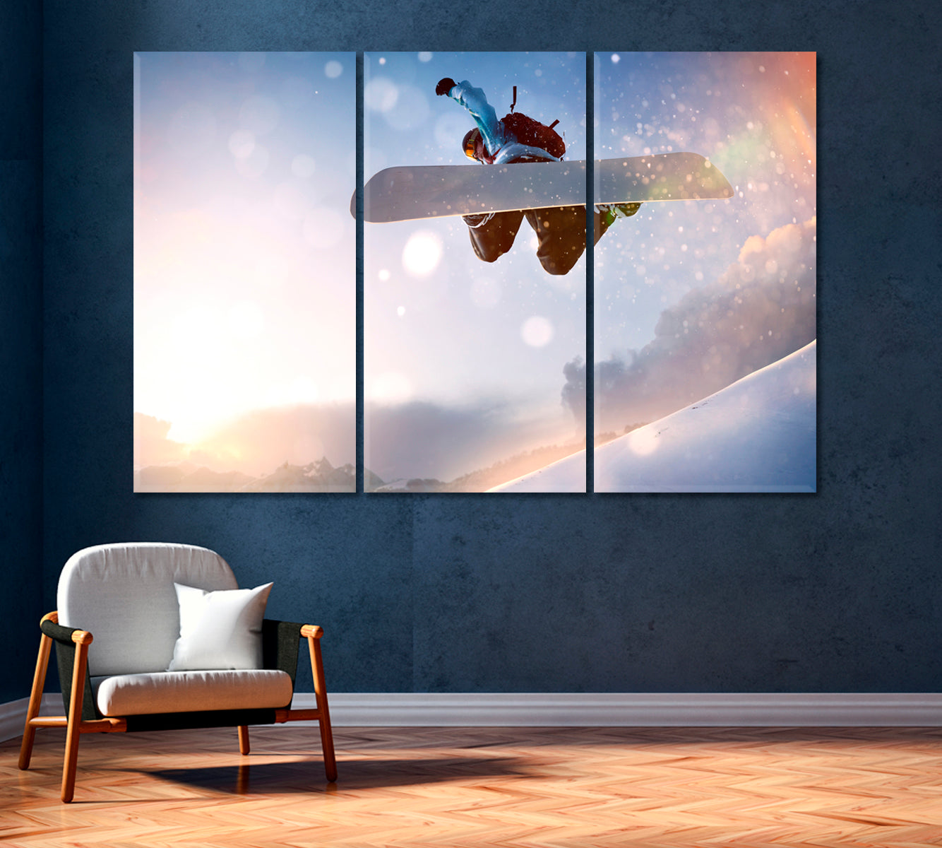 Snowboarder in Flight Canvas Print-Canvas Print-CetArt-1 Panel-24x16 inches-CetArt