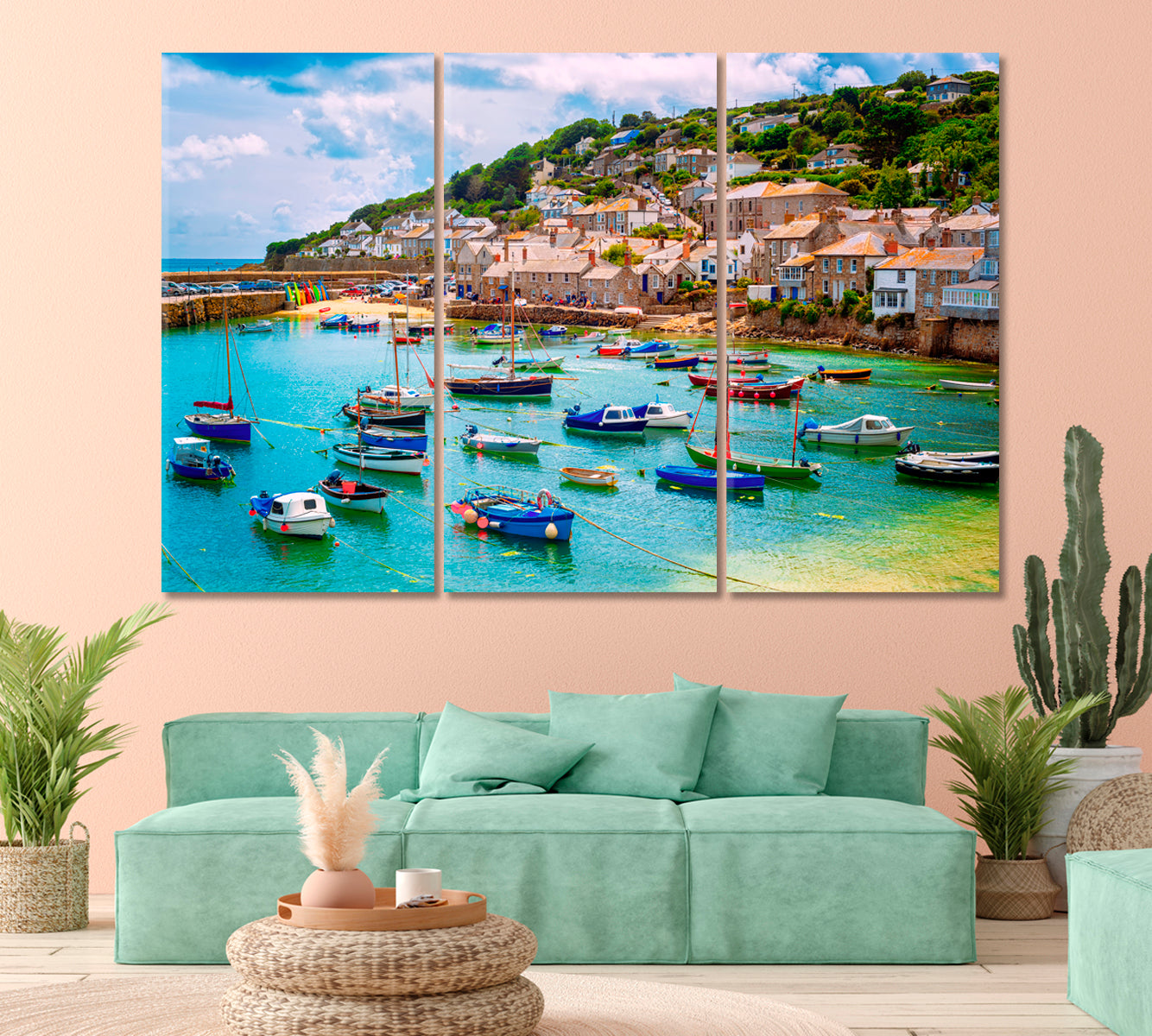 Fishing Port Villages Cornwall England Canvas Print-Canvas Print-CetArt-1 Panel-24x16 inches-CetArt