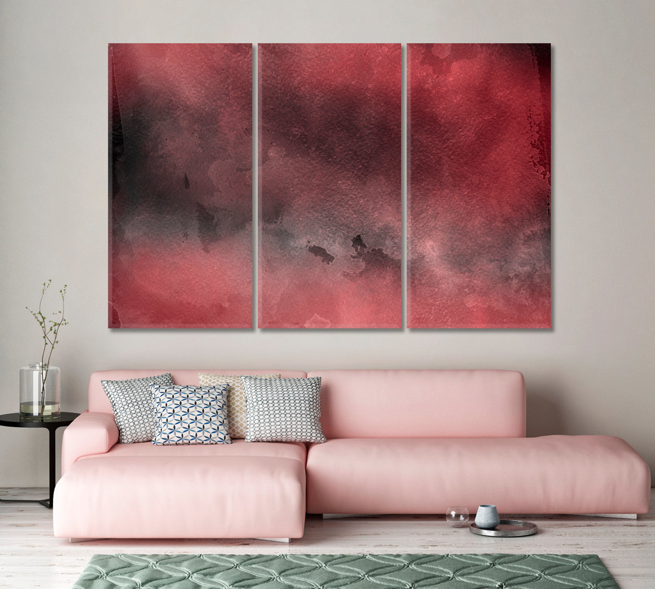 Abstract Red Watercolor Splatter Canvas Print-Canvas Print-CetArt-1 Panel-24x16 inches-CetArt