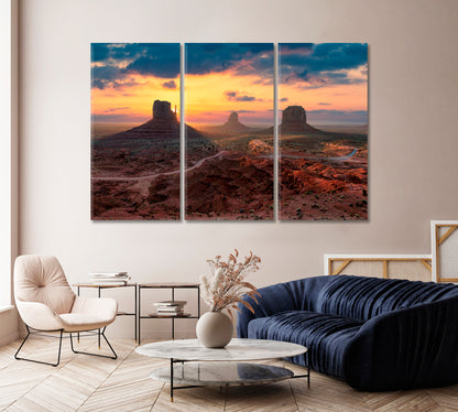 Monument Valley at Sunrise Arizona Utah USA Canvas Print-Canvas Print-CetArt-1 Panel-24x16 inches-CetArt