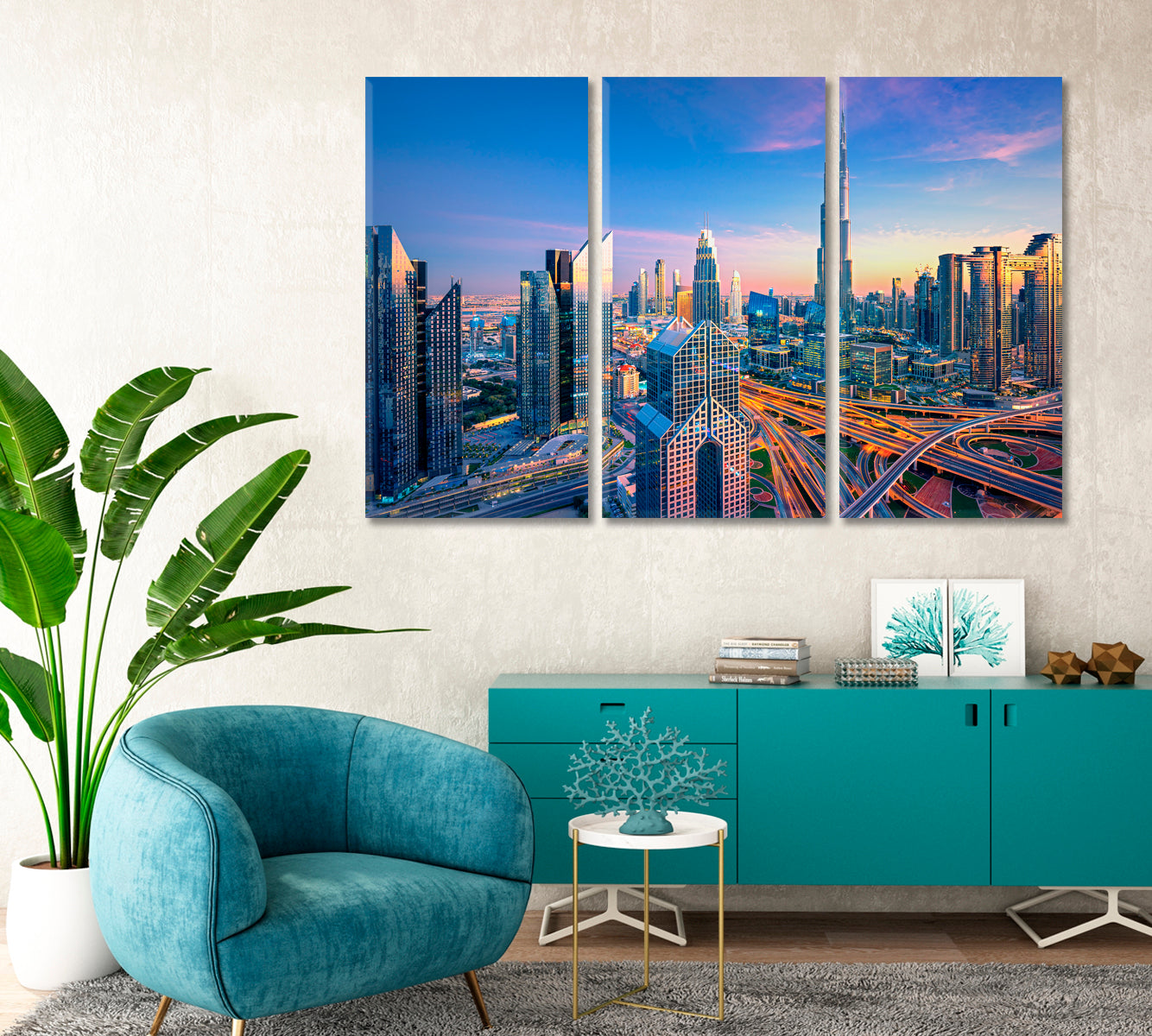 Dubai Amazing City Skyline at Sunset United Arab Emirates Canvas Print-Canvas Print-CetArt-1 Panel-24x16 inches-CetArt