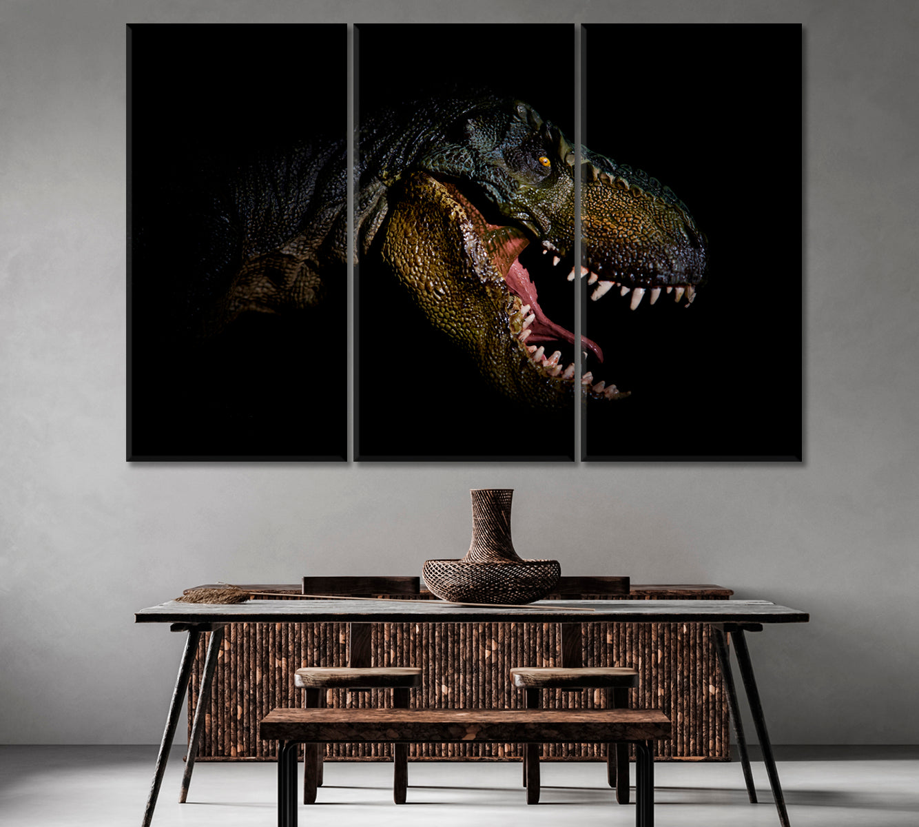 Dinosaur Head in the Dark Canvas Print-Canvas Print-CetArt-1 Panel-24x16 inches-CetArt