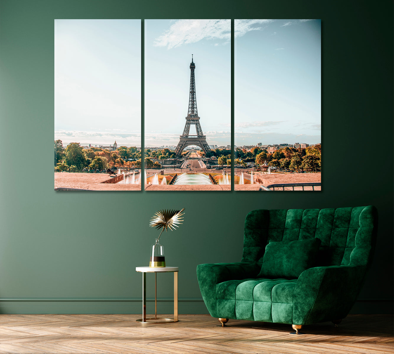 Eiffel Tower Paris France Canvas Print-Canvas Print-CetArt-3 Panels-36x24 inches-CetArt