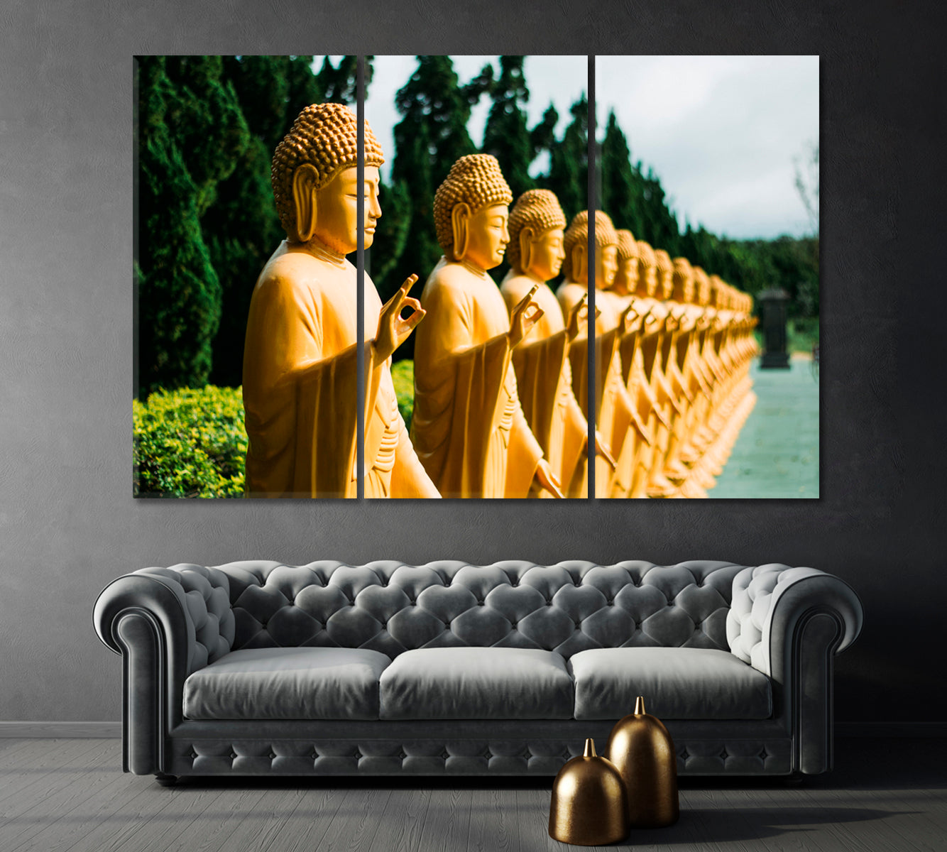 Golden Buddha Statues Canvas Print-Canvas Print-CetArt-1 Panel-24x16 inches-CetArt
