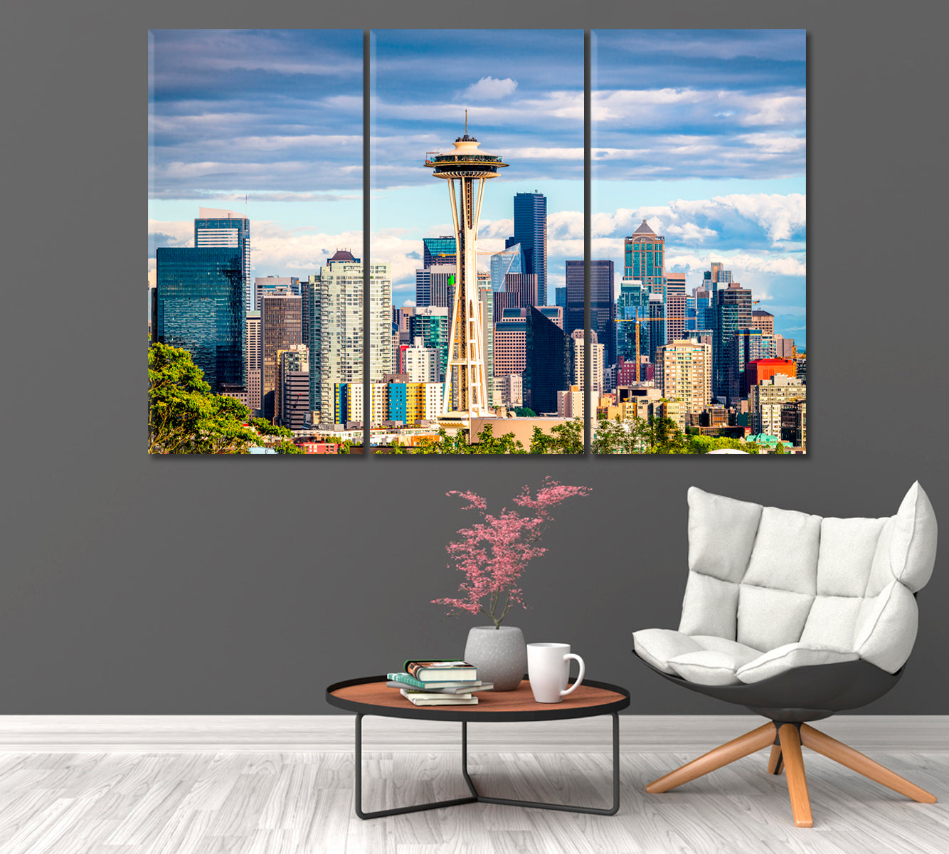 View of Seattle City and Space Needle USA Canvas Print-Canvas Print-CetArt-1 Panel-24x16 inches-CetArt