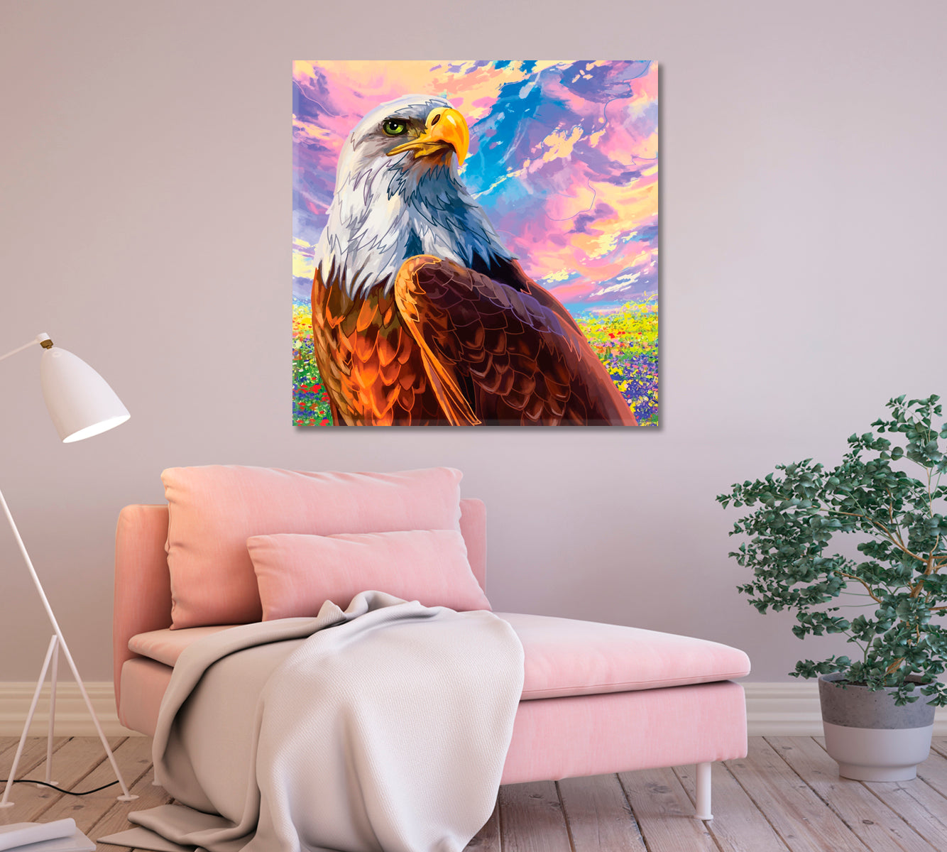 Eagle in Colorful Sky Canvas Print-Canvas Print-CetArt-1 panel-12x12 inches-CetArt