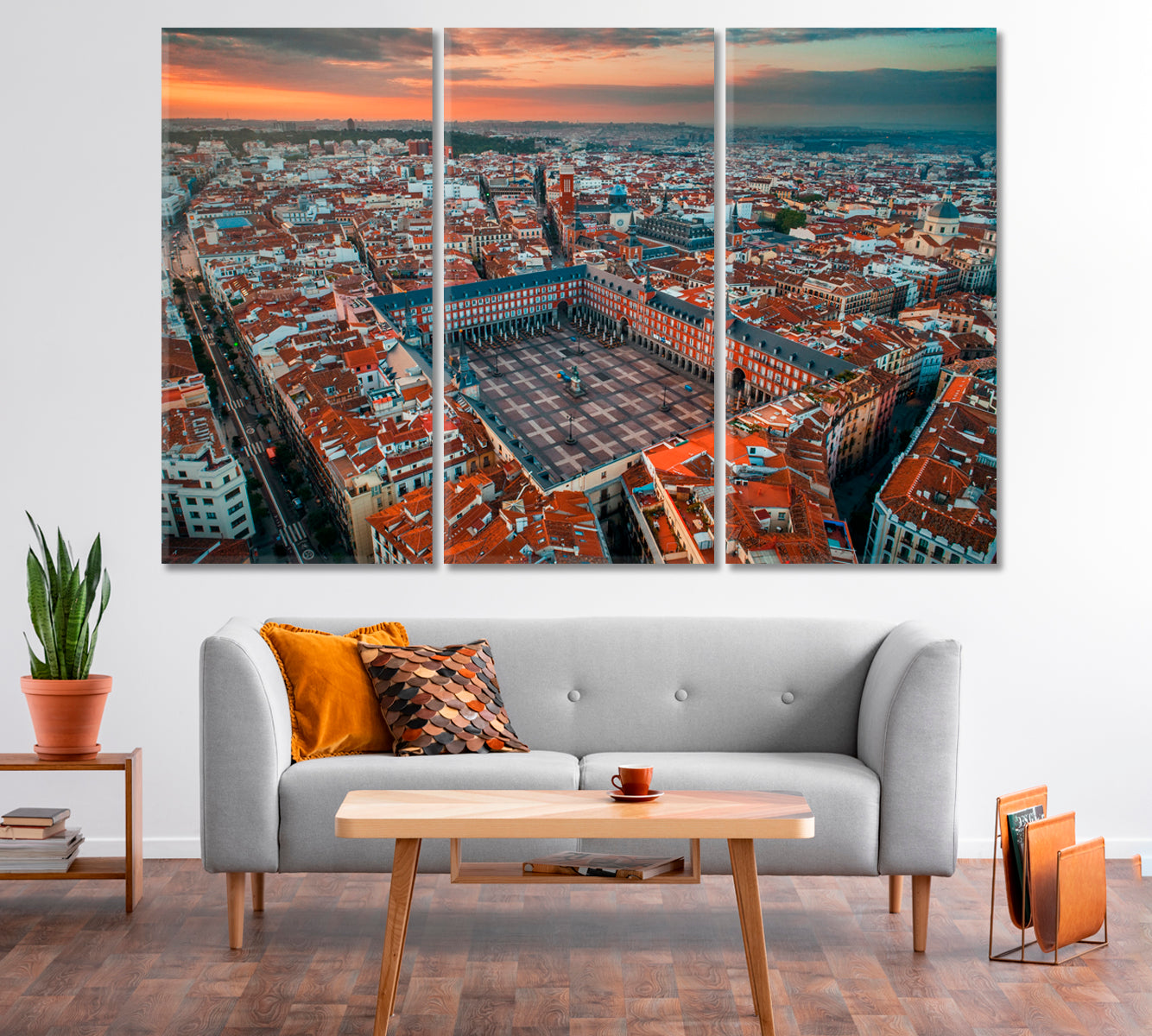 Madrid Plaza with Historic Buildings Spain Canvas Print-Canvas Print-CetArt-1 Panel-24x16 inches-CetArt
