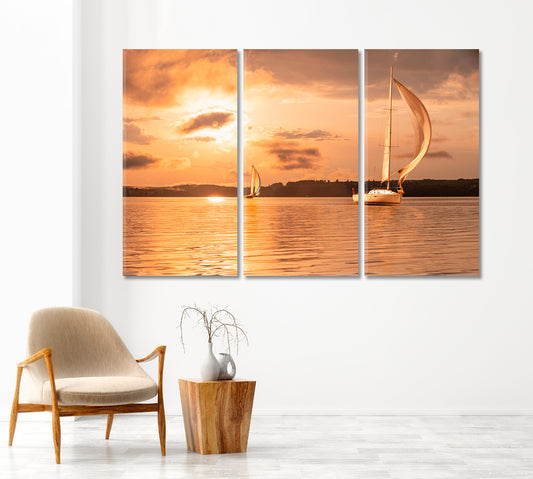 Sailing Yacht at Incredible Sunset Canvas Print-Canvas Print-CetArt-1 Panel-24x16 inches-CetArt