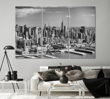 Manhattan New York in Black and White Canvas Print-Canvas Print-CetArt-1 Panel-24x16 inches-CetArt