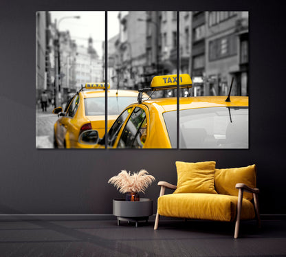 Yellow Taxis on New York Street Canvas Print-Canvas Print-CetArt-1 Panel-24x16 inches-CetArt
