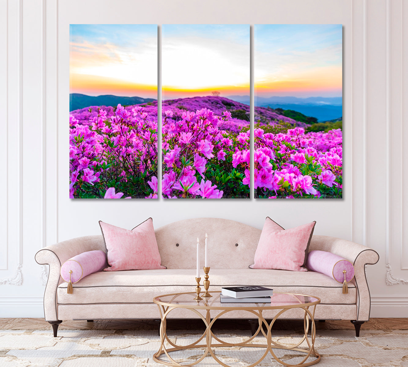 Pink Azalea Blossoms on Hwangmaesan Mountain Korea Canvas Print-Canvas Print-CetArt-1 Panel-24x16 inches-CetArt