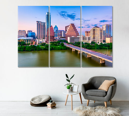 Austin Skyscrapers and Congress Avenue Bridge Canvas Print-Canvas Print-CetArt-1 Panel-24x16 inches-CetArt
