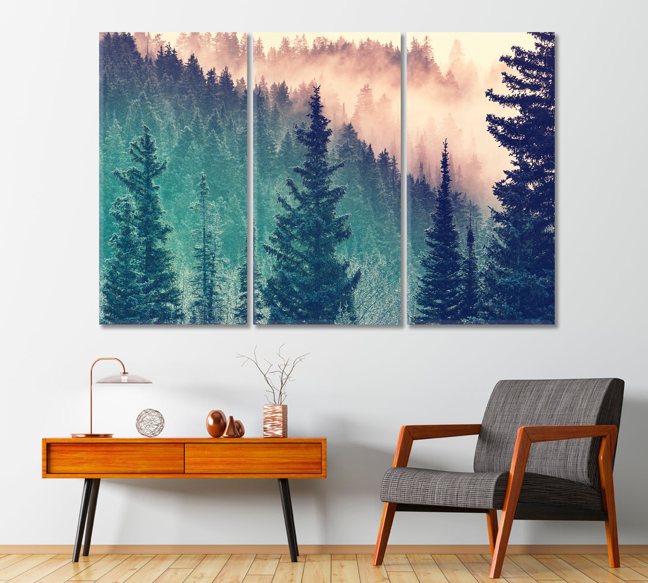 Magic Misty Forest in Morning Canvas Print-Canvas Print-CetArt-1 Panel-24x16 inches-CetArt