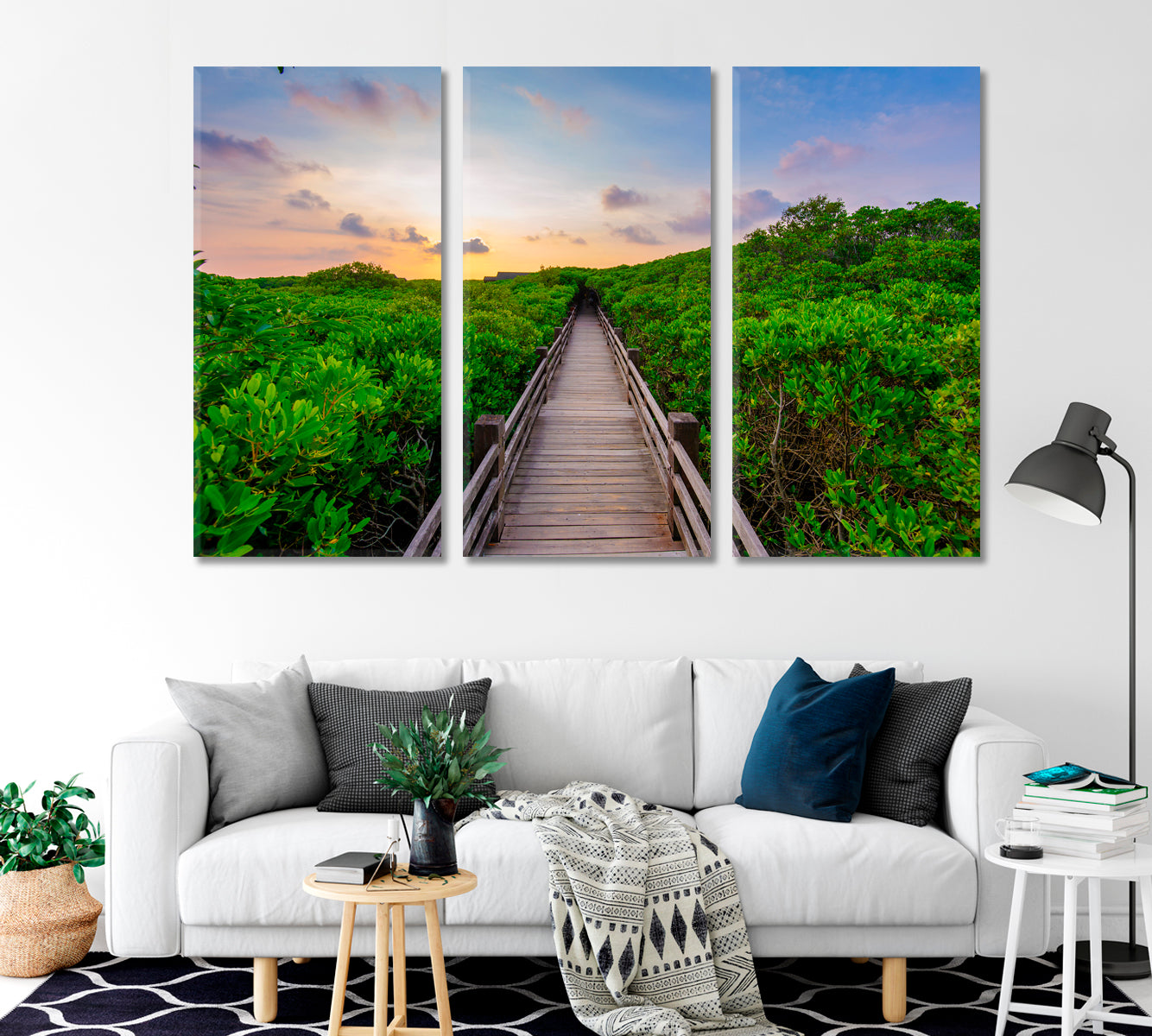 Mangrove Forest with Wood Walkway Canvas Print-Canvas Print-CetArt-1 Panel-24x16 inches-CetArt