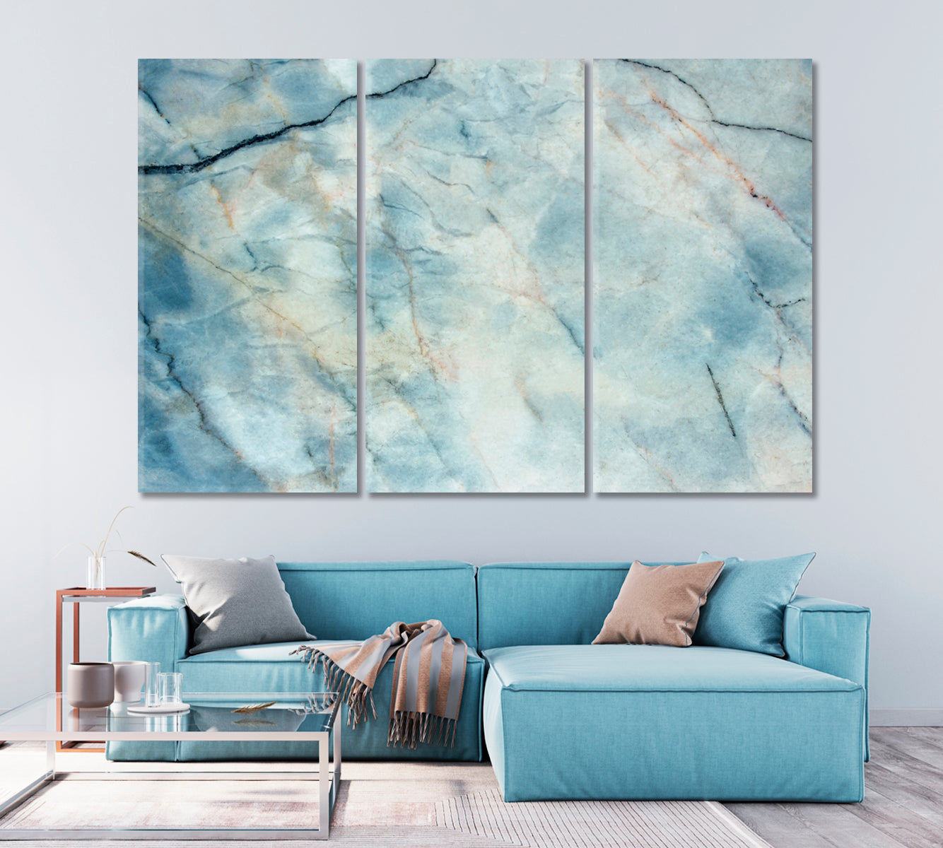 Beautiful Gray Blue Natural Marble Canvas Print-Canvas Print-CetArt-1 Panel-24x16 inches-CetArt