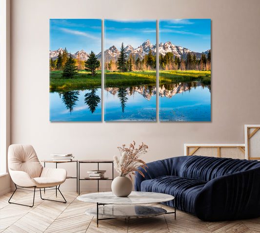 Grand Teton National Park Mountain Landscape USA Canvas Print-Canvas Print-CetArt-1 Panel-24x16 inches-CetArt