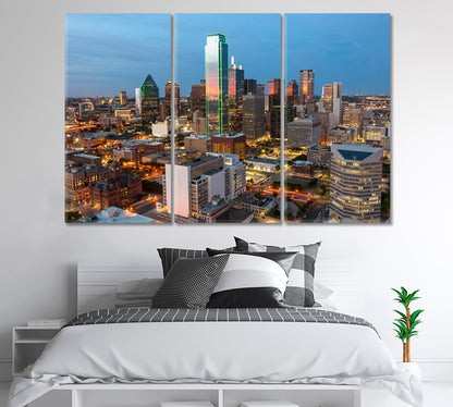 Night View of Central Dallas USA Canvas Print-Canvas Print-CetArt-1 Panel-24x16 inches-CetArt