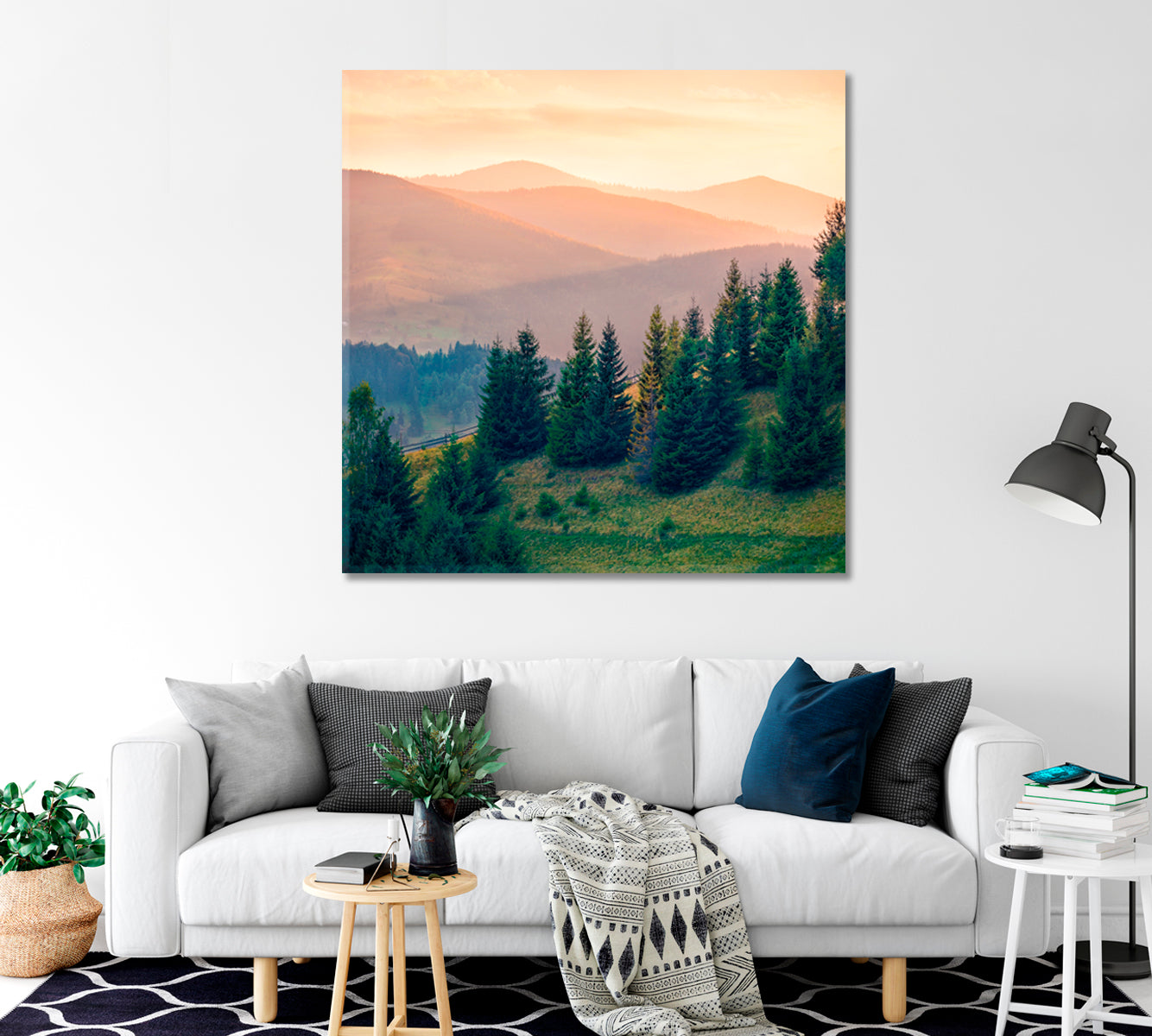 Summer Landscape Carpathian Mountains Ukraine Canvas Print-Canvas Print-CetArt-1 panel-12x12 inches-CetArt