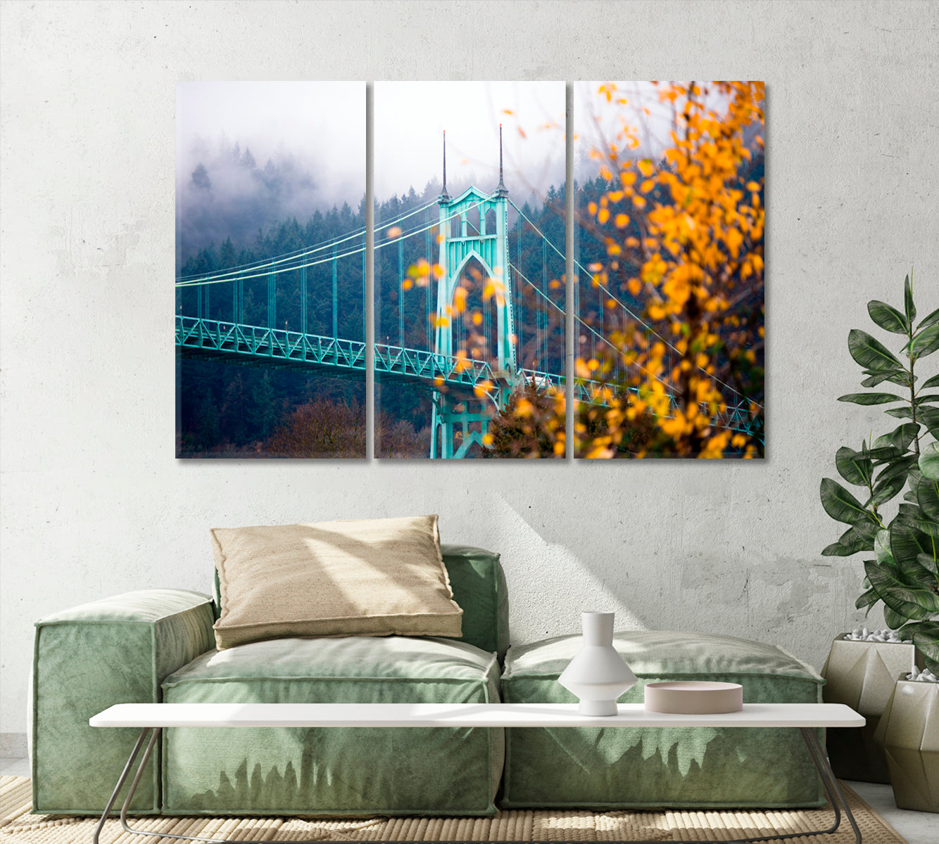 Gothic Saint Johns Bridge Portland Oregon Canvas Print-Canvas Print-CetArt-1 Panel-24x16 inches-CetArt