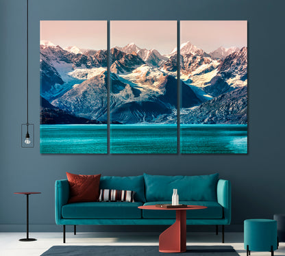 Snow Capped Mountains of Alaska Glacier Bay National Park Canvas Print-Canvas Print-CetArt-1 Panel-24x16 inches-CetArt